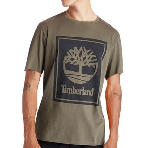 NWT Timberland Men's Short Sleeve Stacked Logo Tee - Grape leaf